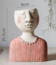 Load image into Gallery viewer, Head Planter Mother Father Family Vase Human Face Crude Pottery Flowerpot Planter Decoration - BestVase
