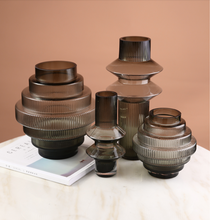 Load image into Gallery viewer, Glass Stripe Vase Transparent Geometry Steps Flower Cutting Planter Living Room Desk Home Decoration Creative Gift - BestVase