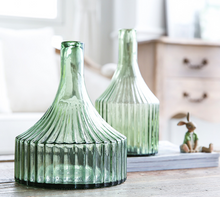 Load image into Gallery viewer, Light Green Retro Stripe Vase Demijohn Transparent Geometry Steps Flower Cutting Planter Living Room Desk Home Decoration Creative Gift - BestVase