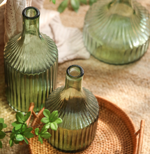 Load image into Gallery viewer, Light Green Retro Stripe Vase Demijohn Transparent Geometry Steps Flower Cutting Planter Living Room Desk Home Decoration Creative Gift - BestVase