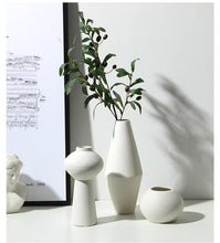 Load image into Gallery viewer, Modern White Sculpted Vases
