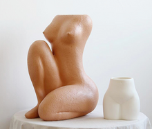 Load image into Gallery viewer, Man Head Woman Body Resin Vase Creative Handmade Flower Pots Smooth Line Skin Color Flower Cutting Table Window Decoration Garden Gift - BestVase