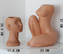 Load image into Gallery viewer, Man Head Woman Body Resin Vase Creative Handmade Flower Pots Smooth Line Skin Color Flower Cutting Table Window Decoration Garden Gift - BestVase