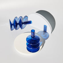Load image into Gallery viewer, Cobalt Blown Glass Candle Holders