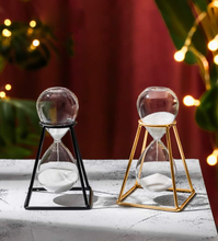 Load image into Gallery viewer, 30/60 Mins 1 Hour Hourglass Clock Sand Glass Table Desk Office Decoration Champagne Black Gold Metal Frame Sandglass Sand Timer Egg Timer Inactive - BestVase