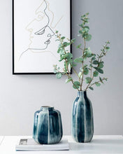 Load image into Gallery viewer, White Blue Simple Style Ceramic Vase Table Living Room Decoration - BestVase