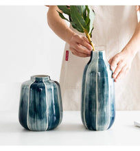 Load image into Gallery viewer, White Blue Simple Style Ceramic Vase Table Living Room Decoration - BestVase