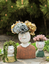 Load image into Gallery viewer, Head Planter Mother Father Family Vase Human Face Crude Pottery Flowerpot Planter Decoration - BestVase