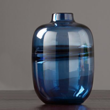 Load image into Gallery viewer, Modern Blue Wave Glass Vase