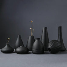 Load image into Gallery viewer, Black as Night Textured Ceramic Vases