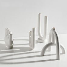 Load image into Gallery viewer, Abstract Arch Ceramic Candle Holders