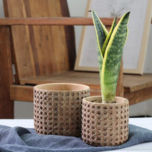 Load image into Gallery viewer, Natural Rattan Texture Cement Planter