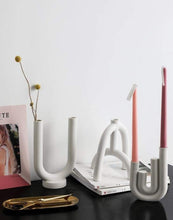 Load image into Gallery viewer, Abstract Arch Ceramic Candle Holders
