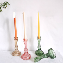 Load image into Gallery viewer, Embossed Vintage Glass Candle Holders