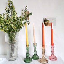 Load image into Gallery viewer, Embossed Vintage Glass Candle Holders