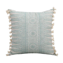 Load image into Gallery viewer, Vintage Blue Texture Pillow Cover with Tassles