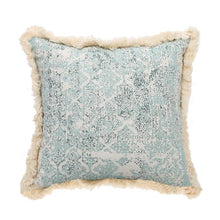 Load image into Gallery viewer, Vintage Blue Texture Pillow Cover with Tassles