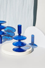 Load image into Gallery viewer, Cobalt Blown Glass Candle Holders