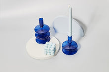 Load image into Gallery viewer, Cobalt Blown Glass Candle Holders