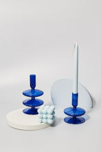 Load image into Gallery viewer, Cobalt Blown Glass Candle Holders