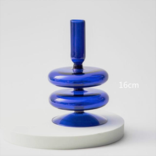 Load image into Gallery viewer, Cobalt Blown Glass Candle Holders