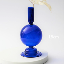 Load image into Gallery viewer, Cobalt Blown Glass Candle Holders