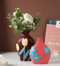 Load image into Gallery viewer, Flower Cutout Ceramic Vases