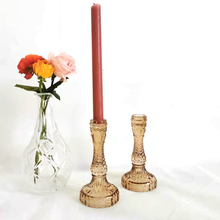 Load image into Gallery viewer, Embossed Vintage Glass Candle Holders