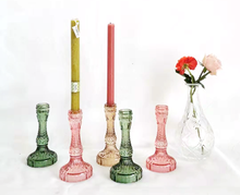 Load image into Gallery viewer, Embossed Vintage Glass Candle Holders