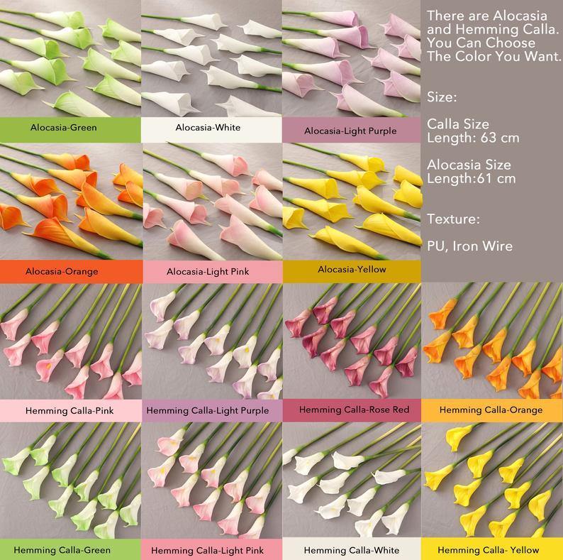 Alocasia and Hemming Calla Artificial Silk Flowers Party Wedding Holding Flowers - BestVase