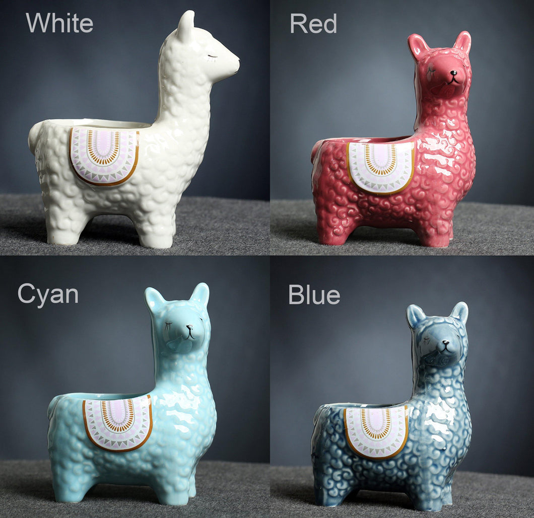 Alpaca Llama Vicuna Aipacos Ceramics Succulent Pots Mini Cute Flower Pots Small Vase Home Garden Balcony Decoration Planter - BestVase