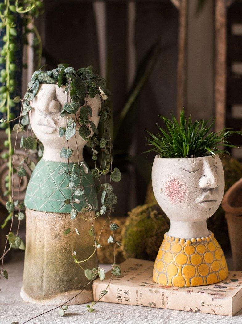 face planter pot family head planter human face flower pots unique vase decoration – BestVase