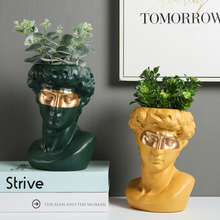 Load image into Gallery viewer, David Head Vase Succulent Pots Colorful Mask Cosmetic Brush Holder MakeUp Tools Greek Bust Mythology Figure Statue Home Table Decoration Inactive - BestVase
