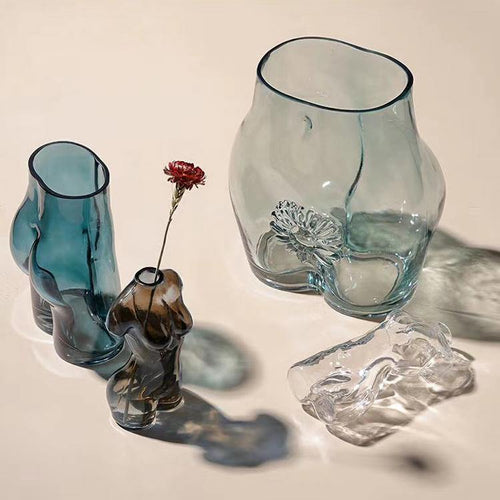 Body Glass Vase Human Creative Handmade Flower Pots Smooth Transparent Flower Cutting Table Window Decoration Garden Gift - BestVase