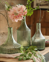 Load image into Gallery viewer, Light Green Retro Stripe Vase Demijohn Transparent Geometry Steps Flower Cutting Planter Living Room Desk Home Decoration Creative Gift - BestVase
