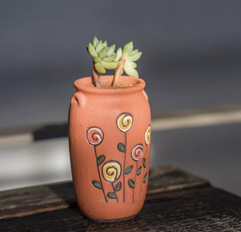 Hand-painted Flower Pattern Ceramic Colorful Vase Pots Garden Decoration - BestVase