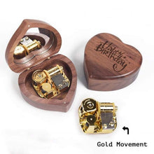 Load image into Gallery viewer, Music Box Heart Shape Bronze And Gold Movement Wooden Cover HandMade Valentine&#39;s Day Custom Gift Customization For Love For Children - BestVase
