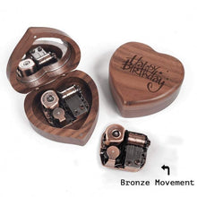 Load image into Gallery viewer, Music Box Heart Shape Bronze And Gold Movement Wooden Cover HandMade Valentine&#39;s Day Custom Gift Customization For Love For Children - BestVase
