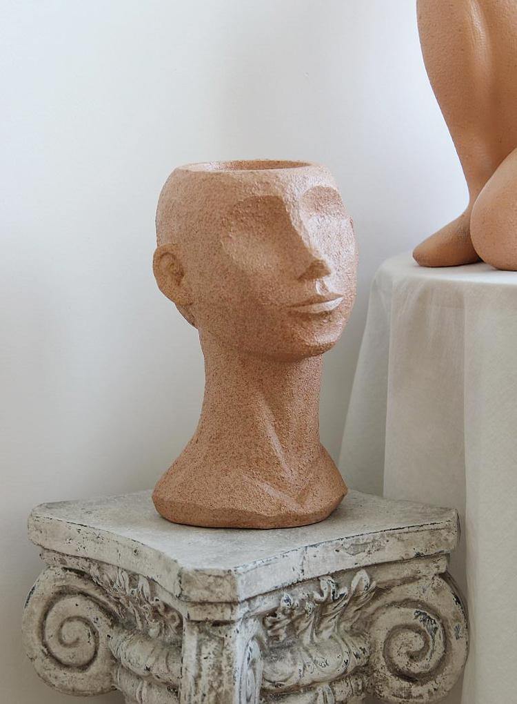 Man Head Woman Body Resin Vase Creative Handmade Flower Pots Smooth Line Skin Color Flower Cutting Table Window Decoration Garden Gift - BestVase