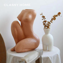 Load image into Gallery viewer, Man Head Woman Body Resin Vase Creative Handmade Flower Pots Smooth Line Skin Color Flower Cutting Table Window Decoration Garden Gift - BestVase
