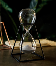 Load image into Gallery viewer, 30/60 Mins 1 Hour Hourglass Clock Sand Glass Table Desk Office Decoration Champagne Black Gold Metal Frame Sandglass Sand Timer Egg Timer Inactive - BestVase
