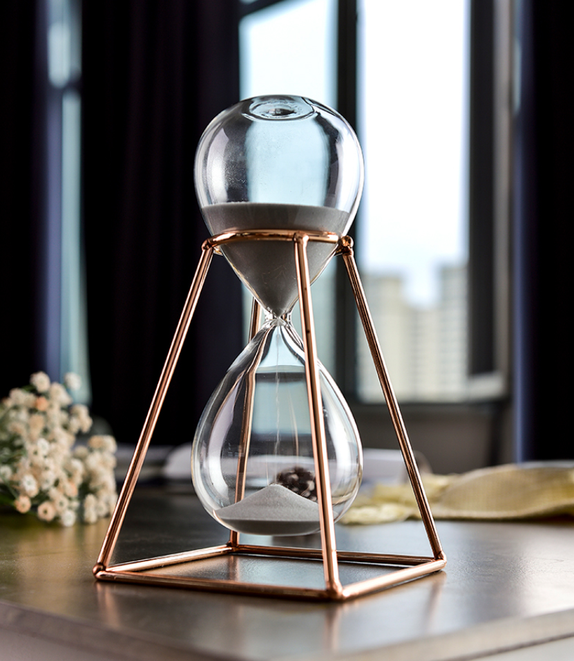 30/60 Mins 1 Hour Hourglass Clock Sand Glass Table Desk Office Decoration Champagne Black Gold Metal Frame Sandglass Sand Timer Egg Timer Inactive - BestVase