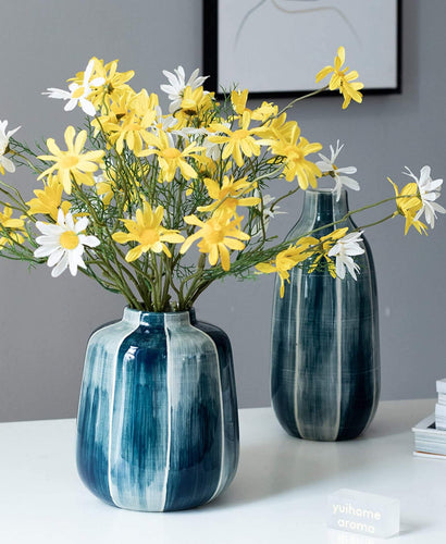 White Blue Simple Style Ceramic Vase Table Living Room Decoration - BestVase