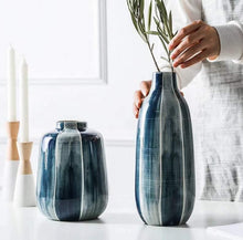 Load image into Gallery viewer, White Blue Simple Style Ceramic Vase Table Living Room Decoration - BestVase
