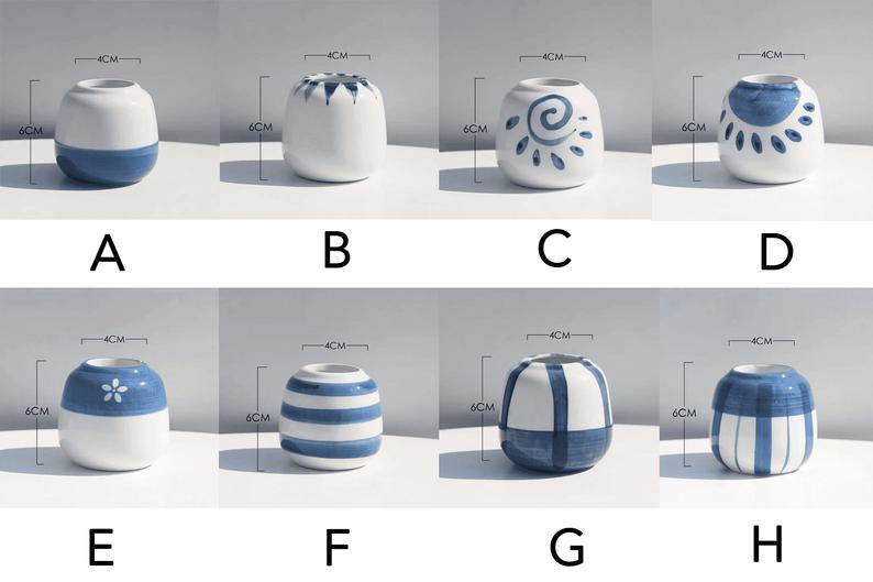 White and Blue Succulent Pots Terse Style Porcelain Thumb vase - BestVase