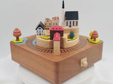 Load image into Gallery viewer, Wooden Music Box-Small Town Bridge Square Autumnal Train Music Box-Gounod Ave Maria - BestVase

