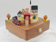Load image into Gallery viewer, Wooden Music Box-Small Town Bridge Square Autumnal Train Music Box-Gounod Ave Maria - BestVase
