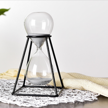 Load image into Gallery viewer, 30/60 Mins 1 Hour Hourglass Clock Sand Glass Table Desk Office Decoration Champagne Black Gold Metal Frame Sandglass Sand Timer Egg Timer Inactive - BestVase
