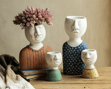 Load image into Gallery viewer, Head Planter Mother Father Family Vase Human Face Crude Pottery Flowerpot Planter Decoration - BestVase
