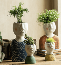 Load image into Gallery viewer, Head Planter Mother Father Family Vase Human Face Crude Pottery Flowerpot Planter Decoration - BestVase
